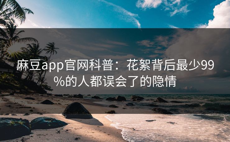 麻豆app官网科普：花絮背后最少99%的人都误会了的隐情