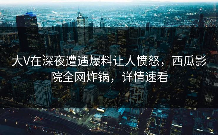 大V在深夜遭遇爆料让人愤怒，西瓜影院全网炸锅，详情速看