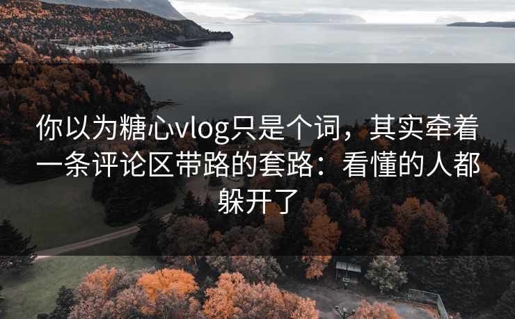 你以为糖心vlog只是个词，其实牵着一条评论区带路的套路：看懂的人都躲开了