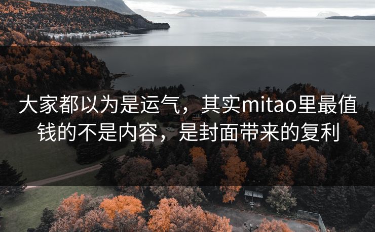 大家都以为是运气，其实mitao里最值钱的不是内容，是封面带来的复利